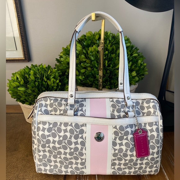 Coach Chelsea Heritage Signature Stripe Boston/Doctor Satchel Bag - Picture 16 of 16